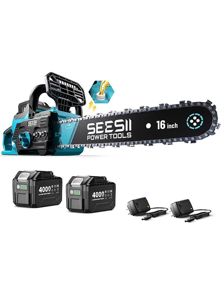 Electric Chainsaw Battery - SEESII 40V16'' 무선 전기 체인톱 2000W
