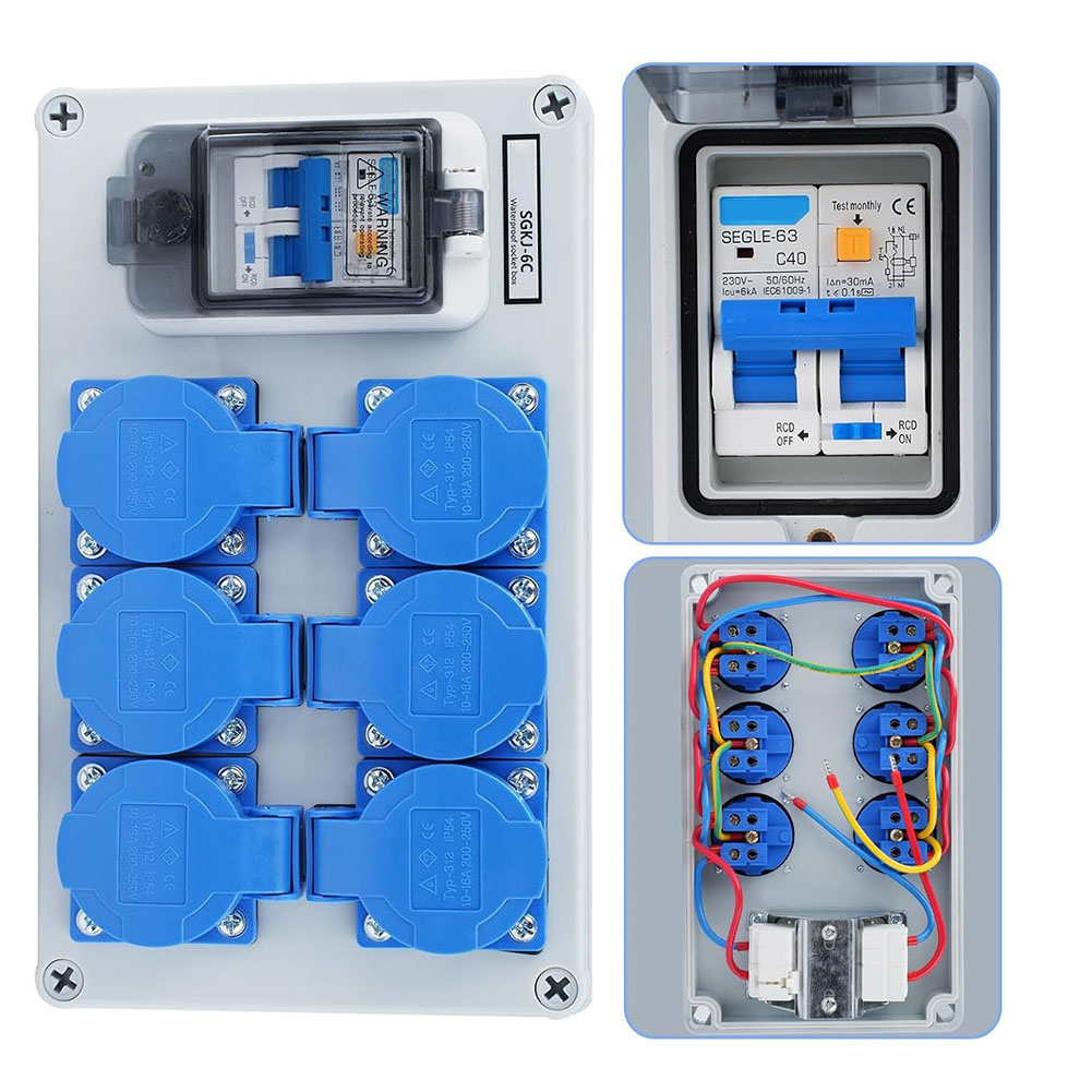 Outdoor Power Distributors - 1PC IP54 벽걸이형 6핀 전원 분배기(1P+N