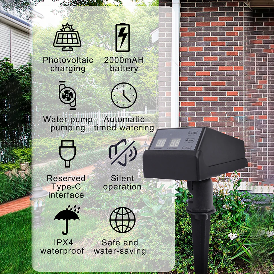 새로운 태양열 관개 타이머 자동 야외 정원 급수 시스템 - Outdoor Power Timer 리뷰 및 가격