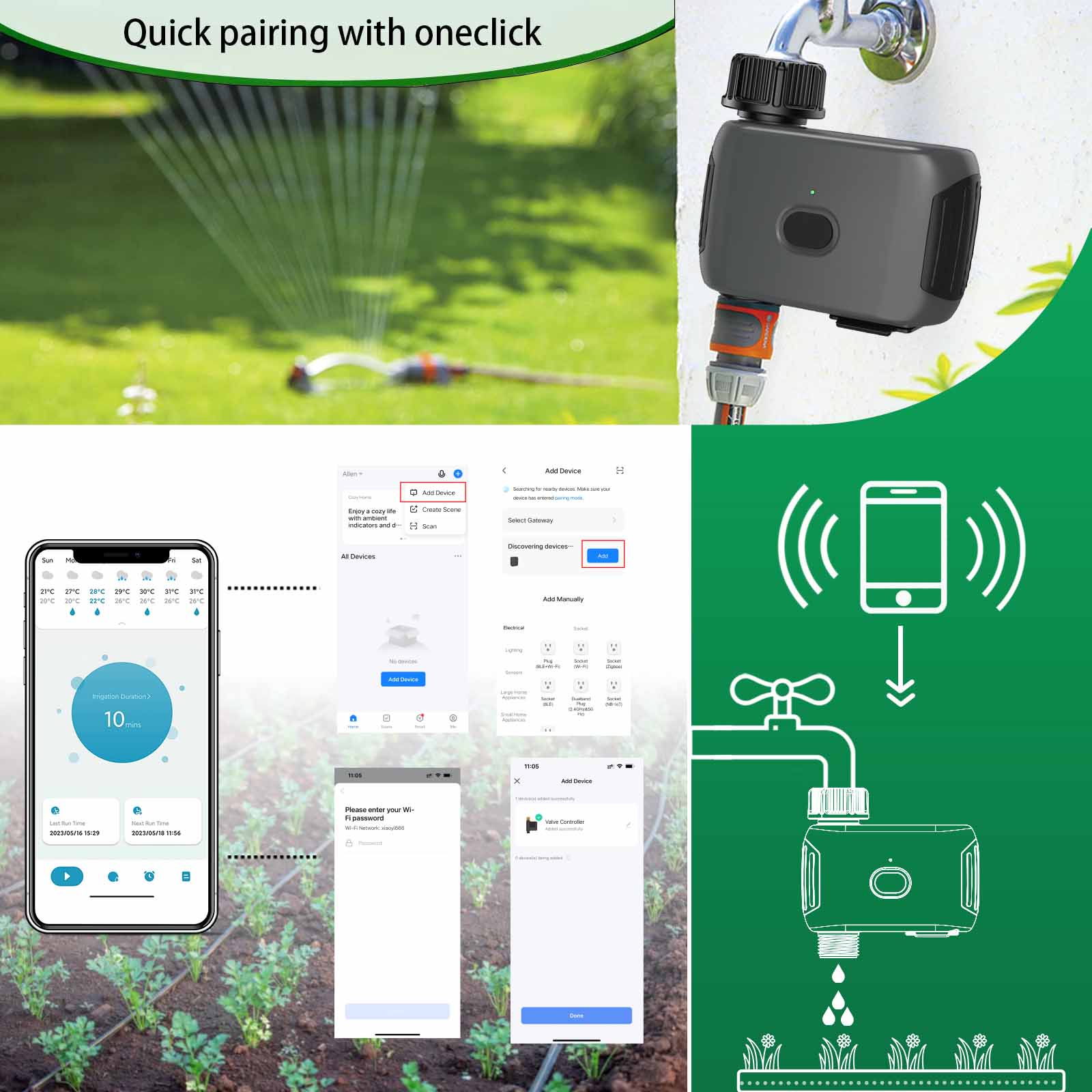 인소마 자동 식물 관개 스마트 와이파이 스프링클러 타이 - Outdoor Power Timer 리뷰 및 가격