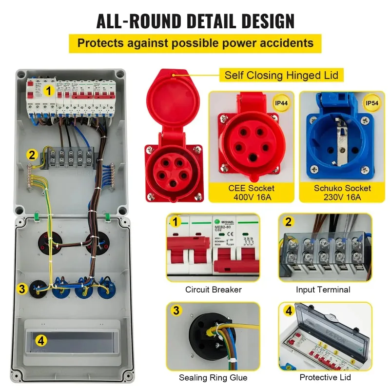 소켓 1x 어댑터 소켓, 분배함, IP65 전원 분배기 - Outdoor Power Distributors 리뷰 및 가격