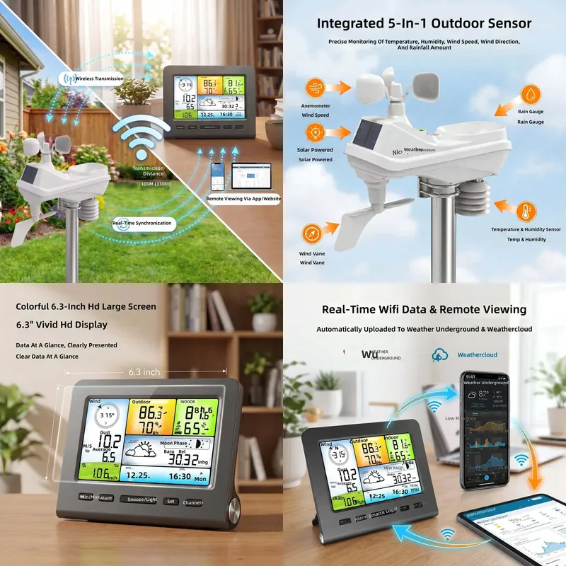 5 in 1 WiFi 기상 관측소(외부 센서 포함) 태 - Outdoor Power Monitor 리뷰 및 가격