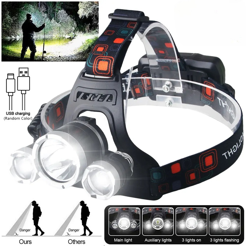 고출력 LED 헤드램프 18650 충전식 배터리 손전등 - Outdoor Power Supply 리뷰 및 가격